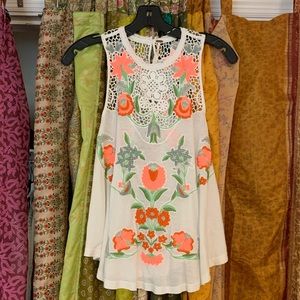 Free people flower power embroidered tank Size S